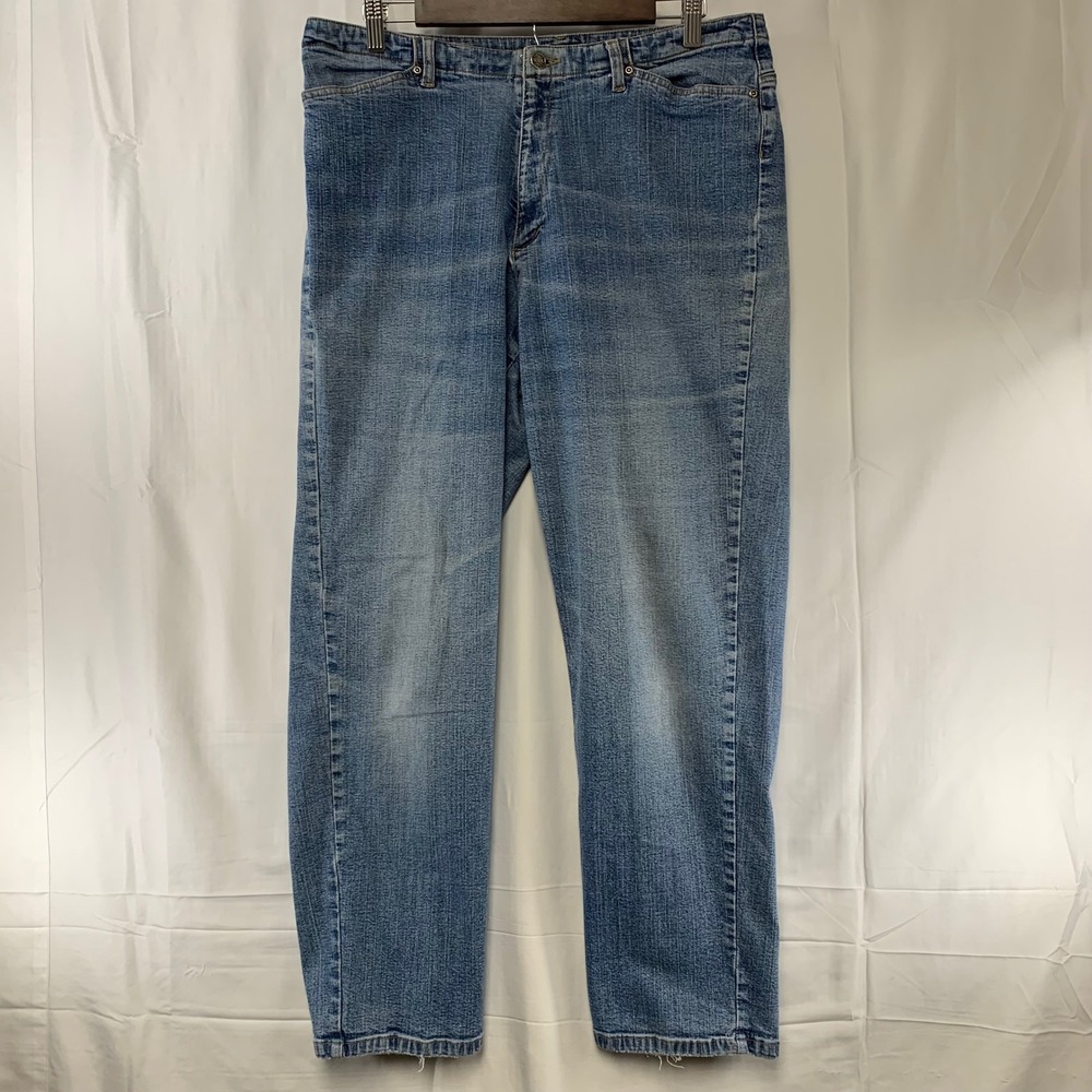 Crazy Horse Straight Leg Jeans Womens 14R Blue Medium Wash Stretch High Rise
